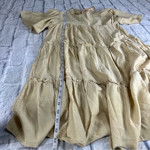 Peach puff beige ruffle lace dress BoHo style size small - Picture 8 of 14